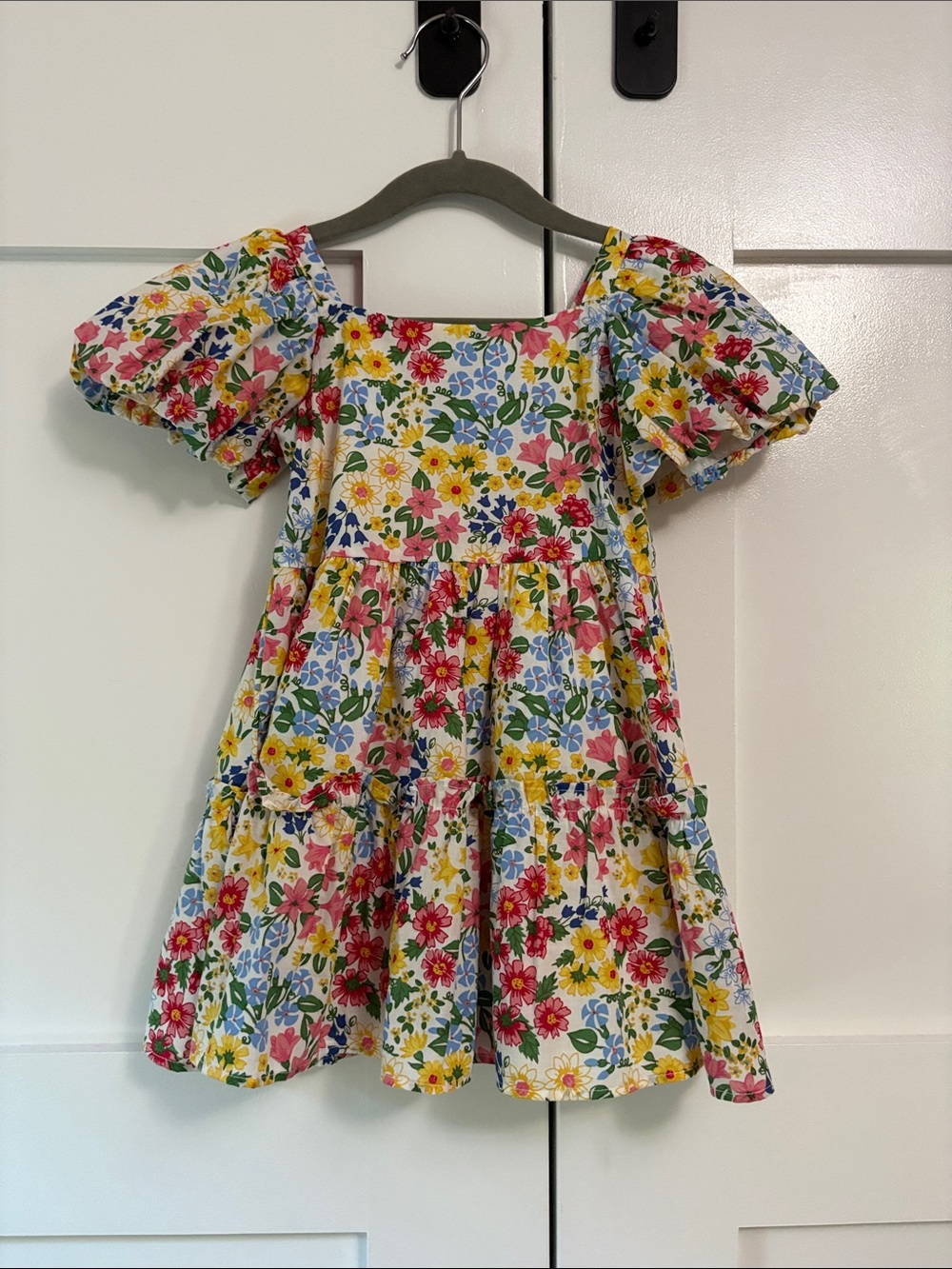 Janie and Jack Girls' Floral Puff-Sleeve Dress - Multicolor